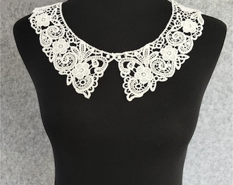Vintage Floral Lace Collar: Embroidered Neckline Applique