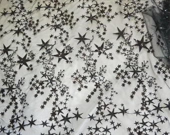 Stars Embroidery Lace Fabric: Haute Couture Wedding Dress Material