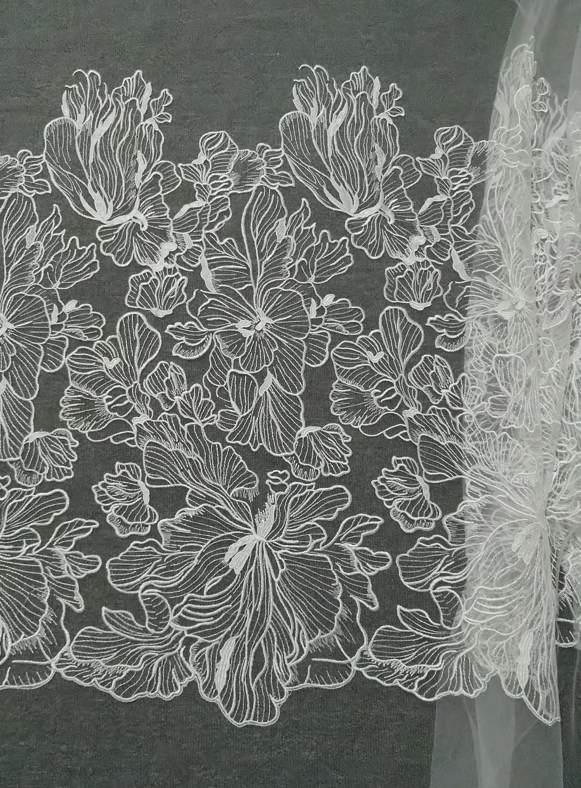 Angel Garden Floral Embroidery Tulle Mesh Lace / Fabric by the