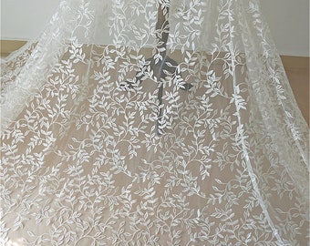 Luxury Embroidery Lace Fabric, Wedding Dress Fabric, Bridal Veil Lace, Sequin Lace, Tulle Embroidered Lace Fabric By The Yard