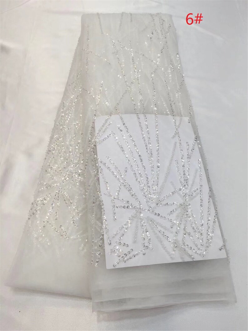 5yard 2019 Newest 6 color luxury beaded evening dress lace fabric Vintage sequins lace fabric for prom dress Haute custom fashion fabric