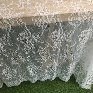 Chantilly Lace Fabric: 118 Inch French Floral Scalloped Eyelash Lace