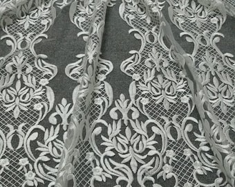Tela de encaje de tul bordado, encaje para vestido de novia retro