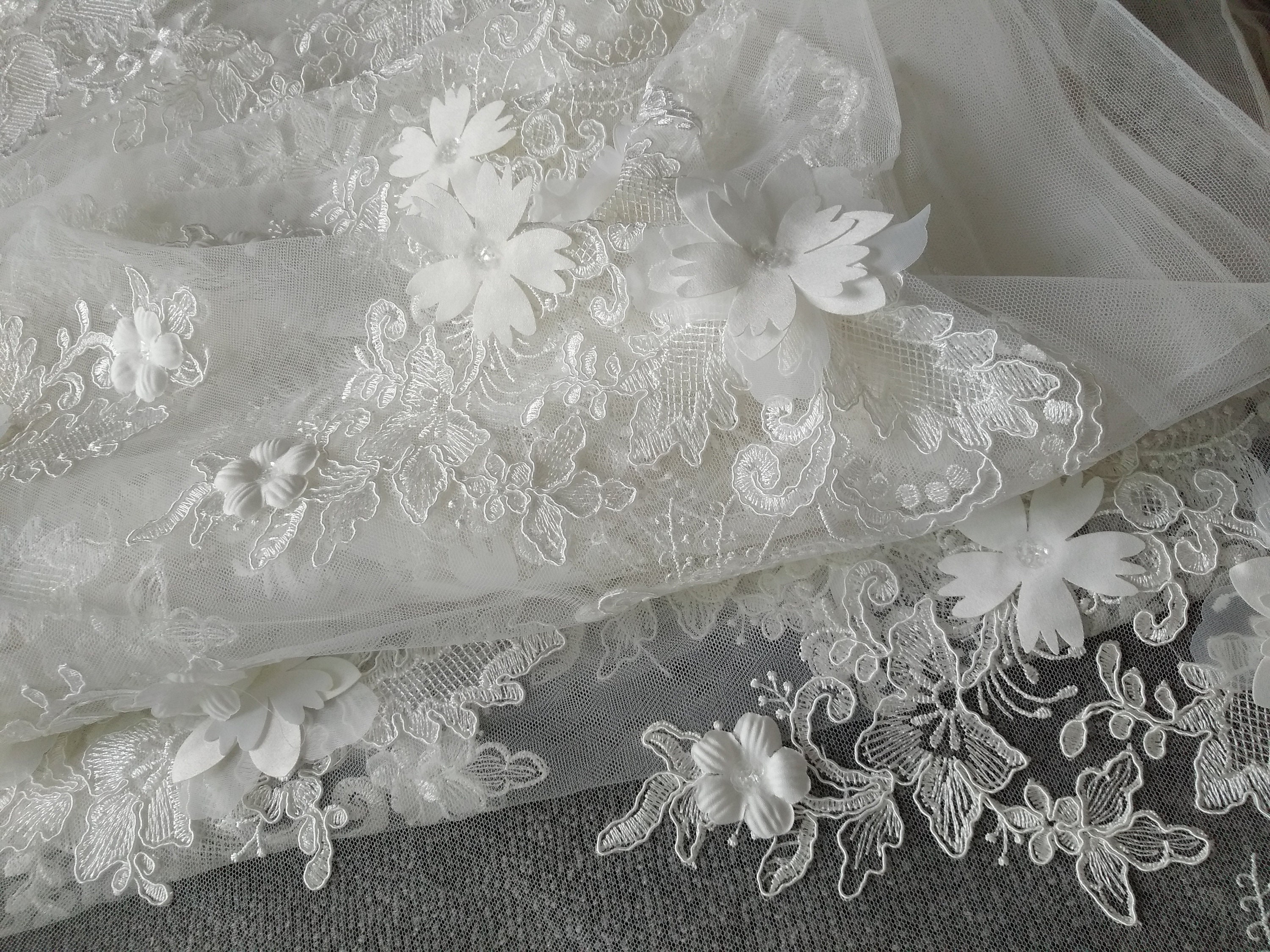 Elegant 3D Flower Lace Fabric Wedding Lace Bridal Veil Lace | Etsy