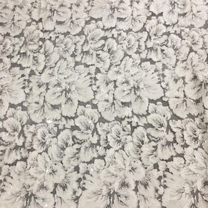 Heavy Embroidery Floral Sequin Lace Fabric: Off-White Bridal Dress Lace (By The Yard)