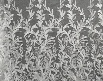 Floral Embroidery Lace Fabric: Off-White Bridal Wedding Lace (By The Yard)