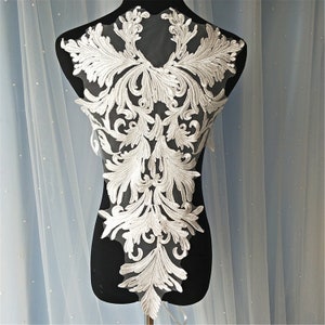 Alencon Lace Applique: Off-White Rayon Bridal Bodice (23.12x12.59 inches)