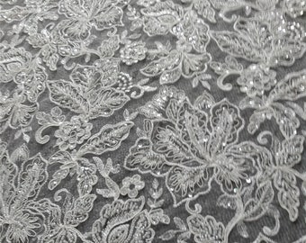 Nieuwe stijl kralenkantstof Tule Franse kantstof guipurekant Elegante bruiloftkant Kralenkant bruidsstof, koordborduurkant