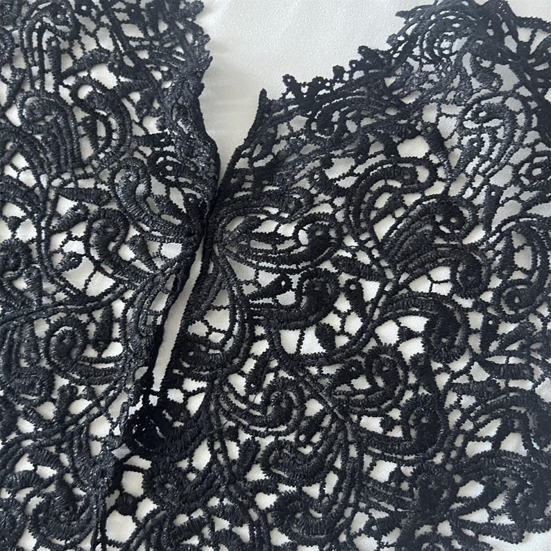 Black Lace Collar Applique: Elegant Neckline Trim, Costume Sewing Craft image 8