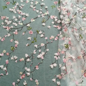 3D Floreale Ricamato Pizzo Alta Qualità Tulle Pizzo Abito Velo Nuziale Tessuto 3D Fiore Pizzo Tessuto tagliato a misura