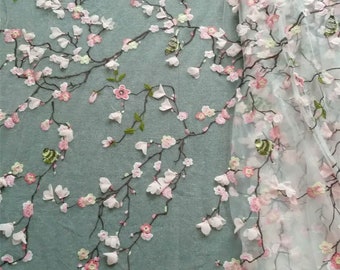 3D floral bordado encaje alto calidad tul encaje vestido vestido velo nupcial tela de encaje 3D flor encaje tela cortada a la medida