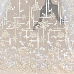 Exquisite Snowflake Pattern Wedding Dress Lace FabricTulle Alencon Embroidery Floral Bridal Lace Fabric Guipure Lace Fabric 51&quot; width