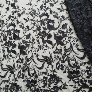 2019 Beautiful Black Embroidery Mesh Lace Fabric, Bridal Wedding Dress Fabric, Weddings Gown Fabric By The Yard