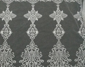 Tela de encaje de tul bordado, encaje para vestido de novia retro