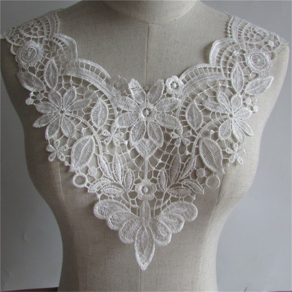 Vintage Floral Lace Neckline Applique: Embroidered Collar Trim - Etsy
