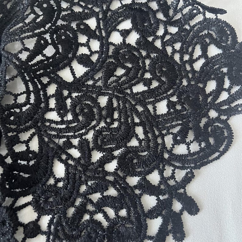 Black Lace Collar Applique: Elegant Neckline Trim, Costume Sewing Craft image 9