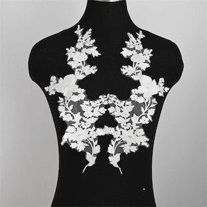 New Arrival Sequin Lace Applique for Wedding Dress, Embroidery Flower Bridal Bodice lace Applique, Corset Decor, Lingerie Lace, 1 Pairs