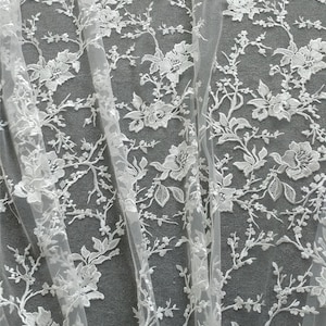 New Design Flower Lace Fabric Soft Tulle lace Fabric Embroidered Florals Lace Wedding Bridal Lace Fabric Dress Gauze Fabric