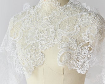 Black and white embroidery  lace trim, lace trimming for bridal dress, French lace trim, wedding dress lace trim by the yard