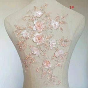 3D Floral Lace Applique: Rayon Bridal Gown Bodice (32x21 cm)