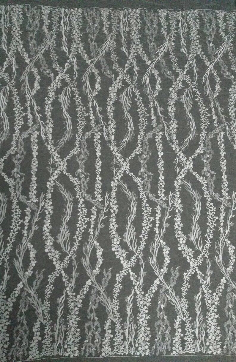 Bridal Lace Fabric Embroidery Flower Lace Tulle Lace Fabric 51 inches Width for Wedding Dress Bride Gown
