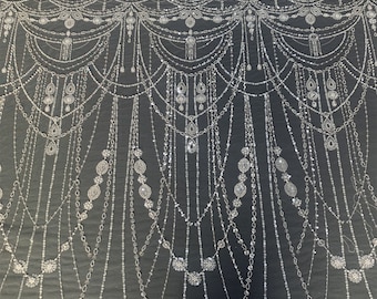Beaded Embroidery Lace Fabric: 3D Pearl Tulle Wedding Dress Lace
