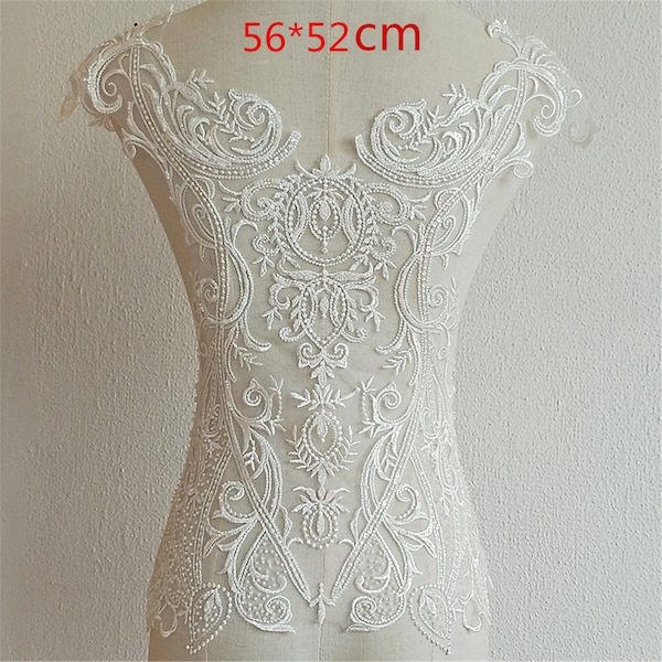 Applique de dentelle de mariée perlée de luxe, Robe de mariée Vêtement de mariée Patch Accessoires, Applique de dentelle de voile de mariée