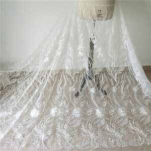 Free Shipping New Style Embroidery Lace Fabric,Wedding Tulle Lace Fabric,Bridal Lace Gauze 51 inches Width for Bridal Dress,Sell by the yard