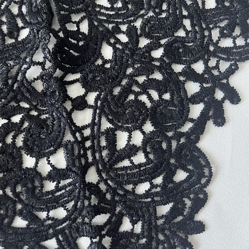 Black Lace Collar Applique: Elegant Neckline Trim, Costume Sewing Craft image 7