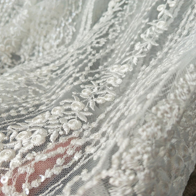 Lace Fabric Flower Lace Fabric Floral Embroidered Lace Etsy