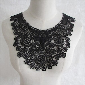 High Quality Black Collar NeckLine Applique Lace Trim Fabric Costume Sewing Applique Crafts Retro Lace Collar Applique