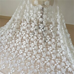 Blumen Stickerei Tüll Spitzen Stoff: Off-White Braut Hochzeit Kleid Spitze - Verkauft lose Lagerware