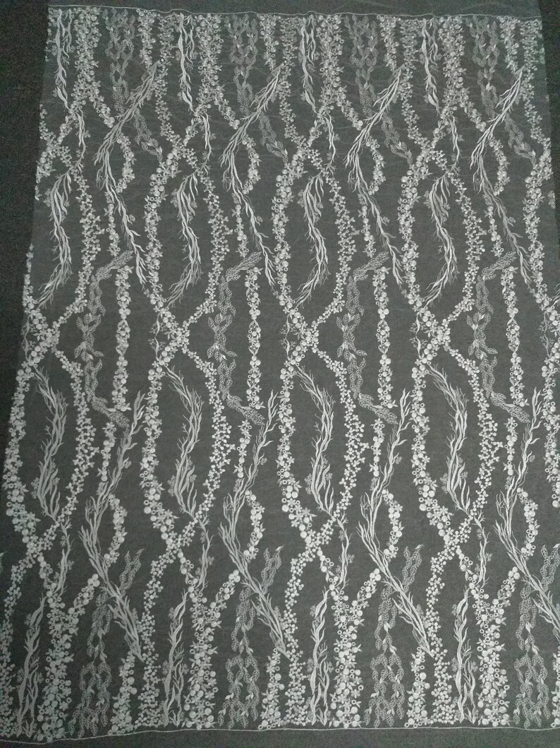 Bridal Lace Fabric Embroidery Flower Lace Tulle Lace Fabric 51 inches Width for Wedding Dress Bride Gown