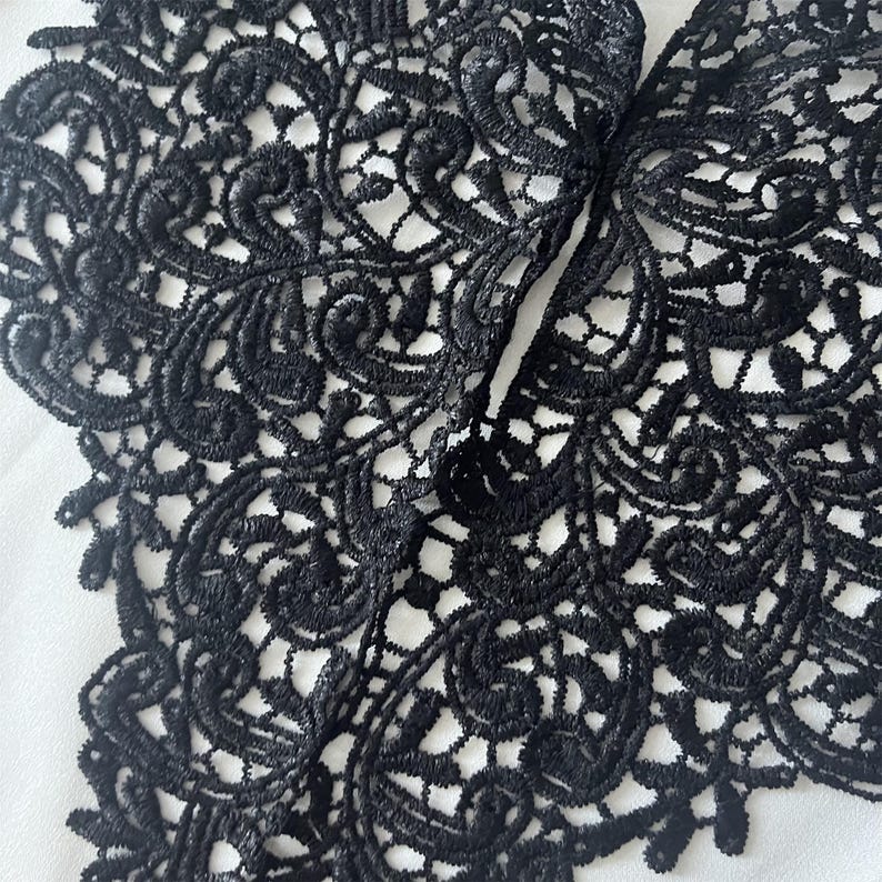 Black Lace Collar Applique: Elegant Neckline Trim, Costume Sewing Craft image 6