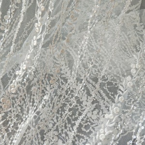 Lace Fabric, Flower Lace Fabric, Floral Embroidered Lace Fabric, Wedding/Evening Dress Fabric, Bridal Lace Fabric By The Yard