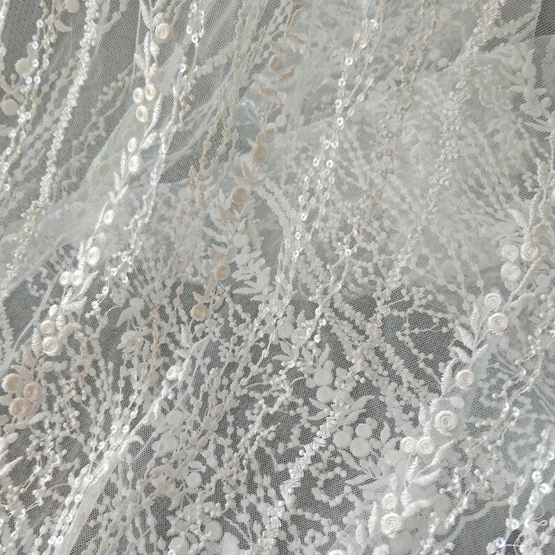 Lace Fabric Flower Lace Fabric Floral Embroidered Lace Etsy