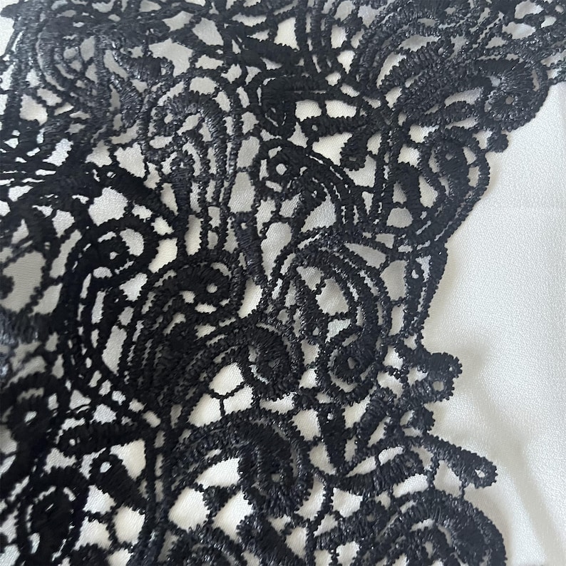 Black Lace Collar Applique: Elegant Neckline Trim, Costume Sewing Craft image 5