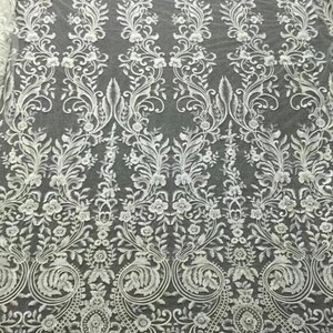 Newest Unique Bridal Embroidered Sequins Lace Fabric Wedding Dress Fabric French Mesh Lace Fabric 51 inches Width by The Yard