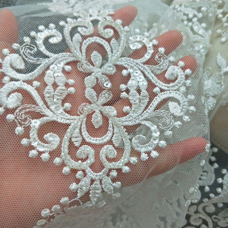 Luxury Beaded Bridal Lace Fabric High Grade Embroidery Etsy