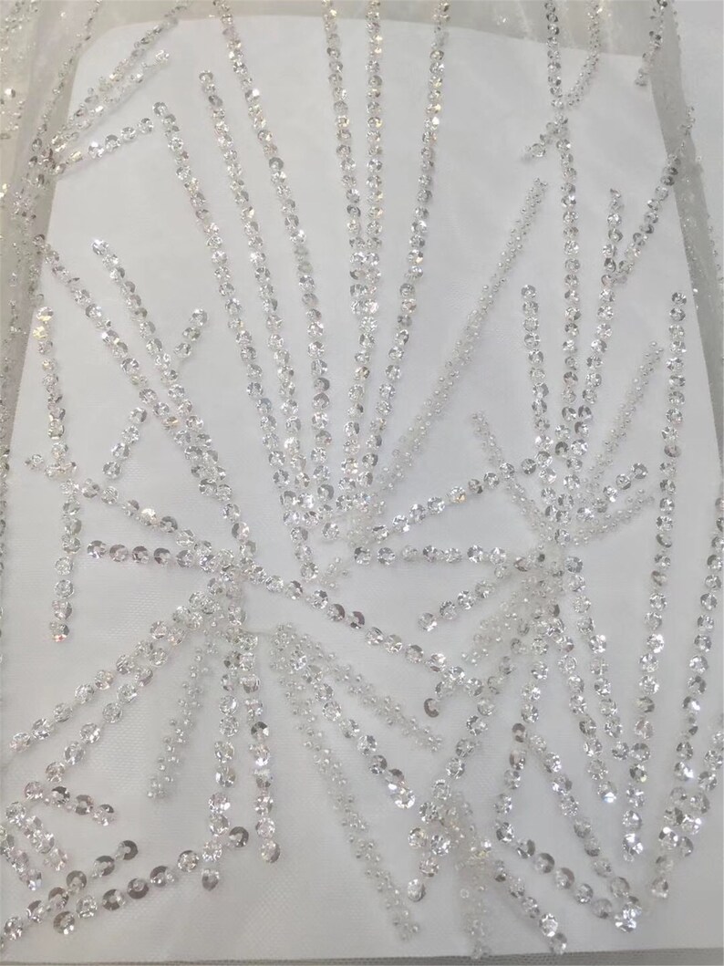 5yard 2019 Newest 6 color luxury beaded evening dress lace fabric Vintage sequins lace fabric for prom dress Haute custom fashion fabric