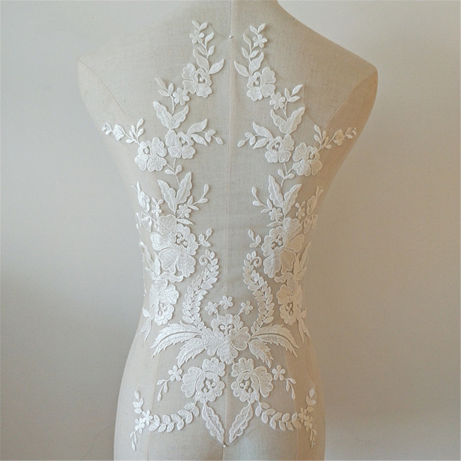 2 Colors Bridal Lace Applique Flower Lace Applique Embroidered Etsy