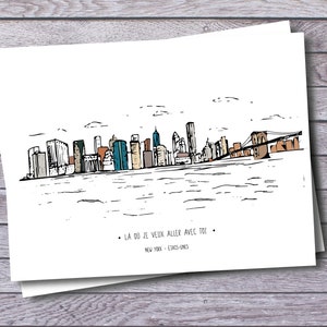 New York Illustration Travel Destination Where I want to go with you Mother&#39;s Day Gift