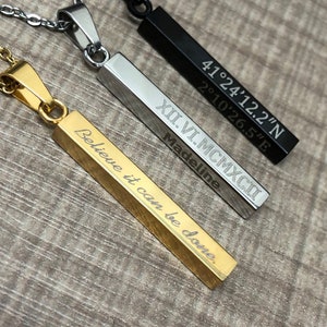 Personalized Necklace,Custom Necklace, Bridesmaid Necklace,Women Gift,Birthday Gift, Name Necklaces,Gift, Gold, Silver and Black,Rectangular