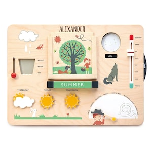 Personalized Montessori Toys,  Weather Watch, Wooden Toys, Gift For Boy, Gift for Girl, Toys Bag Christmas Day, Birthday gift Waldorf