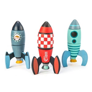 Personalized Montessori Toys, Rocket Construction,  Wood Toys, Gift For Boy, Gift for Girl, Toys Bag Christmas Day, Birthday gift