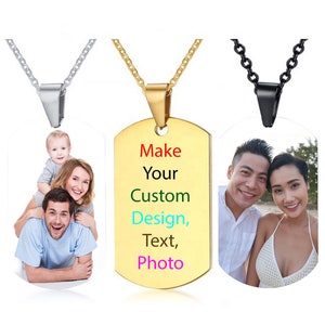 Necklace Custom photo Stainless Steels Personalized Dog Tag Necklace -Men  -Custom Dog Tags , personalised necklaces Mother's  And Father's