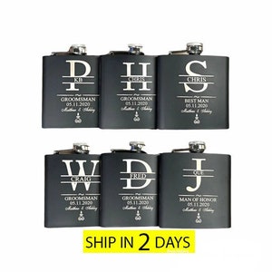 6oz Black Stainless Steel Flask Precision Laser Engraved Liquor Flask,  Customized Gift,personalised flask, Thanksgiving Christmas gifts