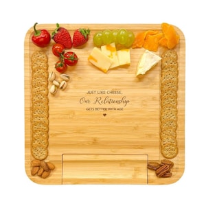 Custom Cheese Board, Mother&#39;s And Father&#39;s Day gifts, Personalized Board, Bamboo Cutting Board, Charcuterie Cheese Board with knives