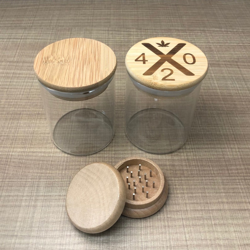 Stash jar cannabis storage weed jarherb grinder jar laser Etsy
