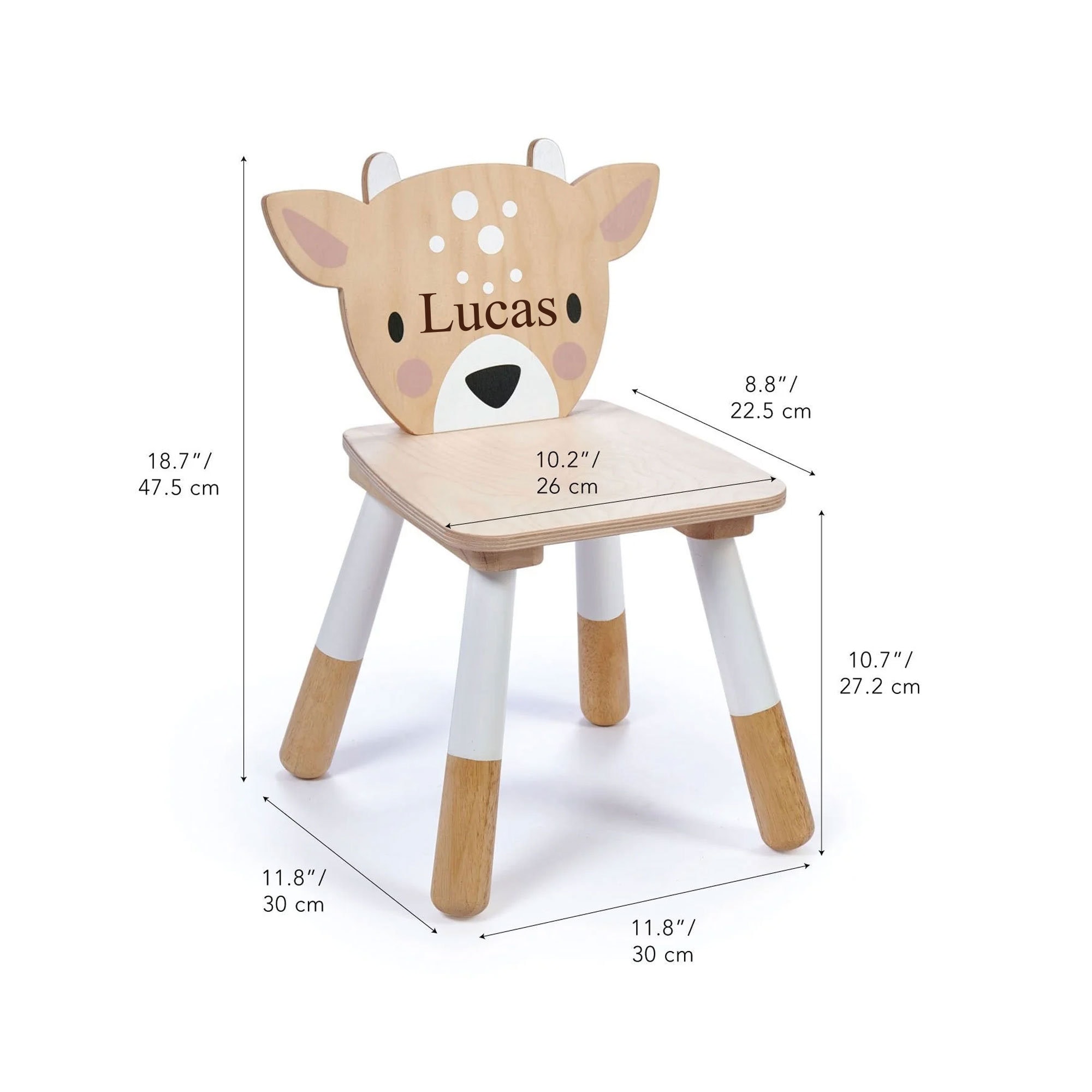 Personalized Forest Deer Chair, Montessori Wooden Toy